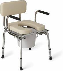 Heavy-duty padded bedside commode chair and bucket