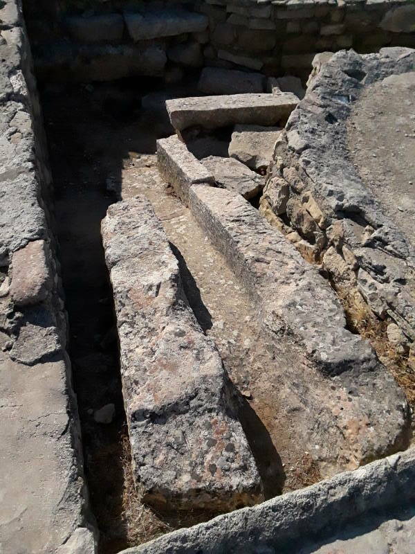Public drainage at the prehistoric Minoan site of Phaistos in Crete.