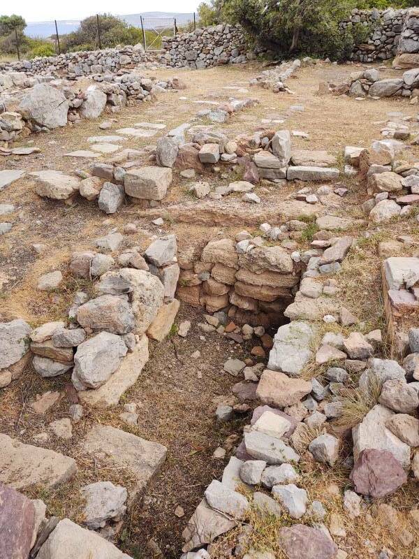 What appears to be a so-called 'lustral basin' in the Minoan port city of Roussolakkos.