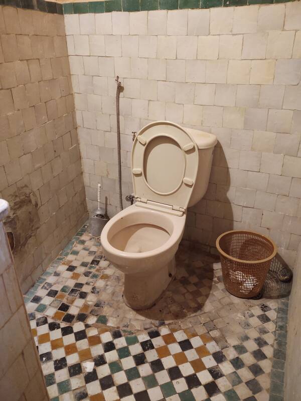 Non-squat toilet at the Bou Inania madrasa in Fez.