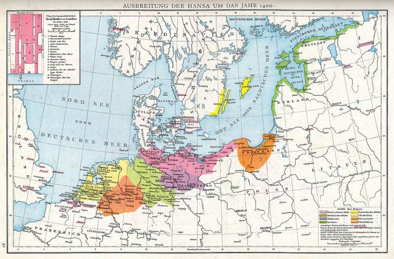The Hanseatic League in 1400, from https://en.wikipedia.org/wiki/File:Ausbreitung_der_Hanse_um_das_Jahr_1400-Droysens_28.jpg