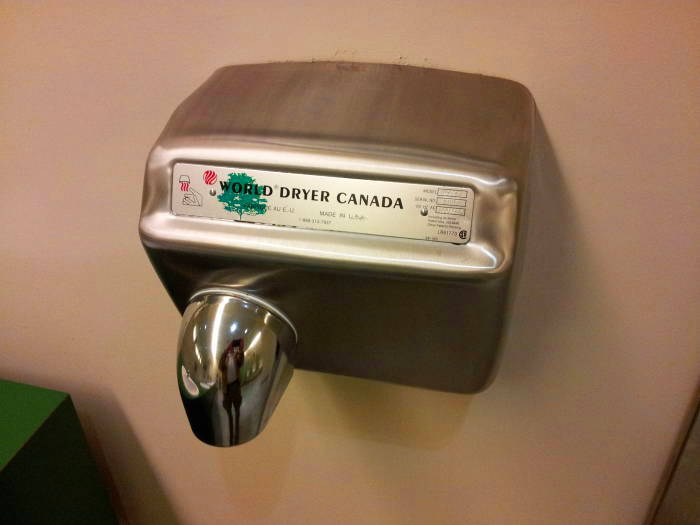 Hand dryer in the War Museum in Ottawa.