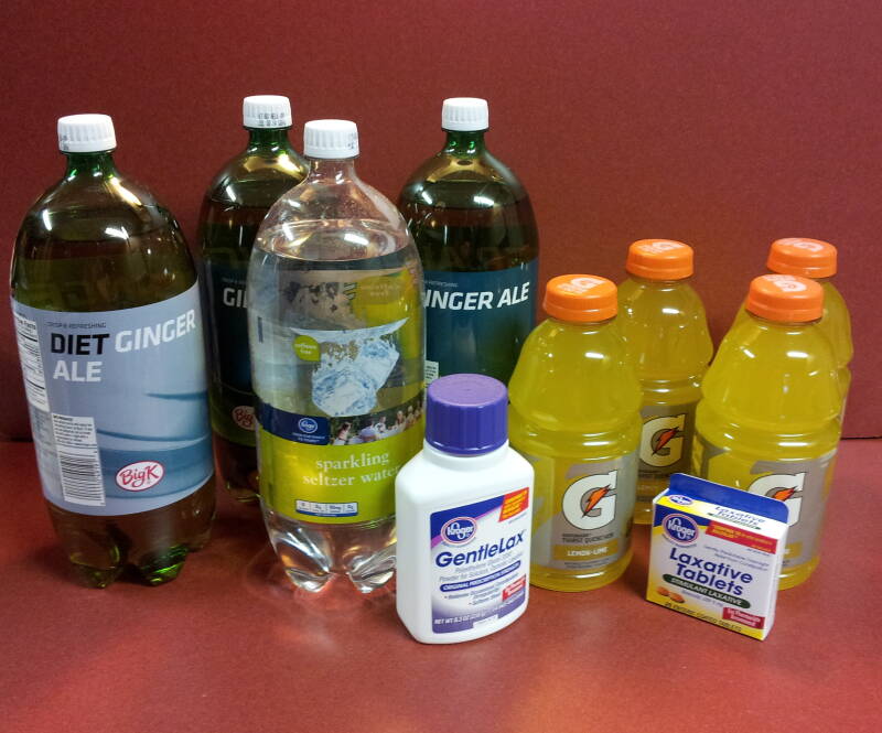 Laxatives, sports drinks, and soft drinks.