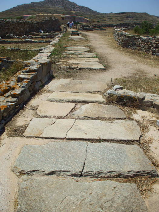 Street with buried sewer on Delos.