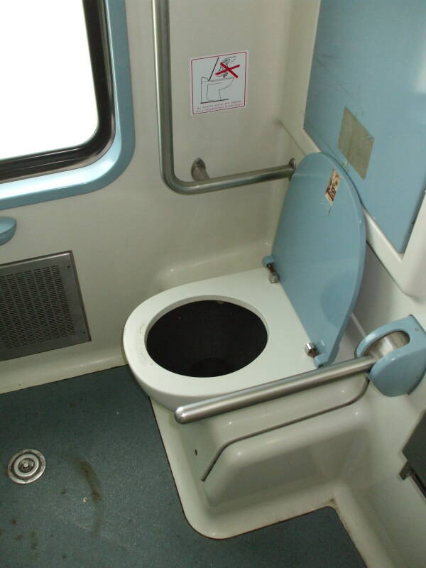 Toilet on board a Greek train from Athens to Kalambaka.