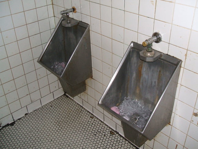 Ice-cooled urinals in Harry's Chocolate Shop, West Lafayette, Indiana.