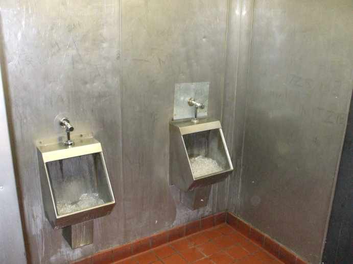 Ice-cooled urinals in Harry's Chocolate Shop, West Lafayette, Indiana.