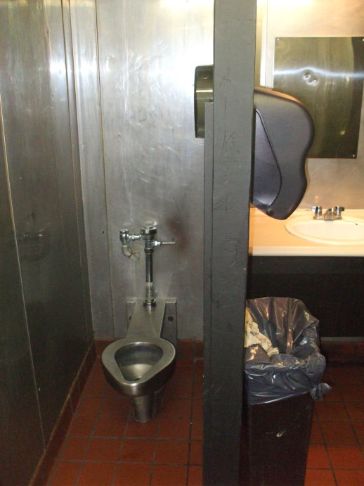 American stainless-steel toilet in West Lafayette, Indiana.