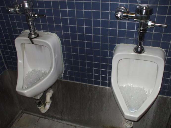 Two ice-cooled urinals in the Hawk and Dove, Washington DC.