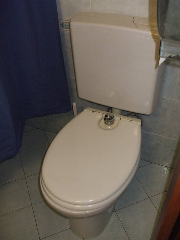 Toilet with built-in bidet in Genova, Italy.