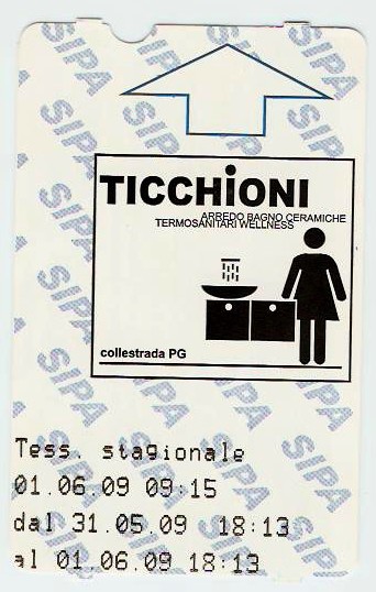 Public toilet ticket from Orvieto, Italy.