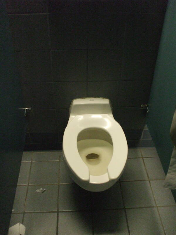 Toilet in men's restroom where U.S. Senator Larry Craig was arrested.