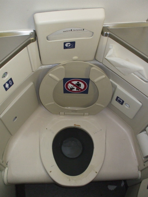 Toilet on board a Delta MD-88 airliner.