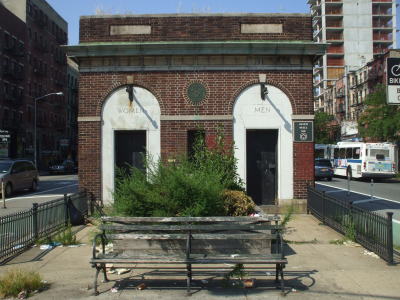 Public toilets along Delancey Street on the Lower East Side of Manhattan, New York.