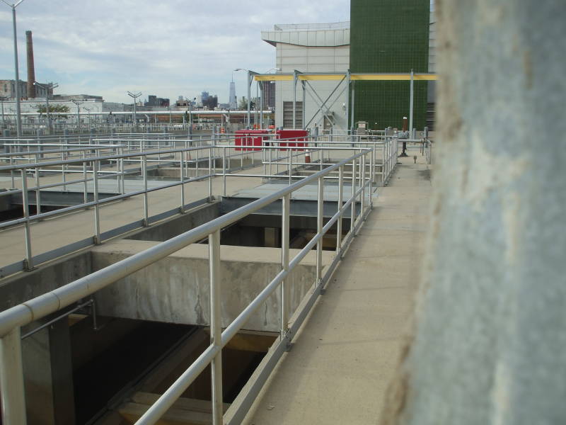 Aeration and sedimentation tanks at the Newtown Creek Wastewater Treatment Plant.