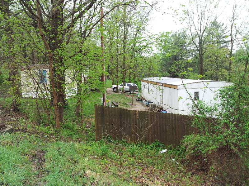 White trash housing in southern Indiana, a compound of trailers.