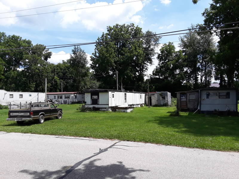 White trash housing in southern Indiana, a compound of trailers.