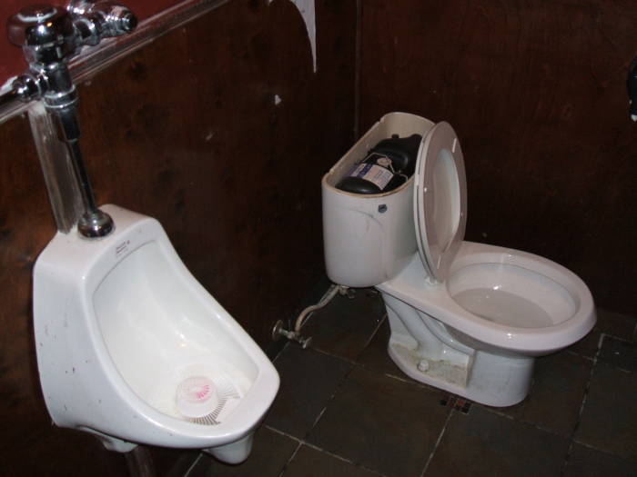 Pressure-flushing toilet.