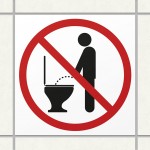 German sticker forbidding stehpinkler or male urination while standing.