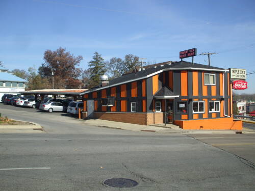Triple XXX diner in West Lafayette, Indiana.  On the hill but on the level.