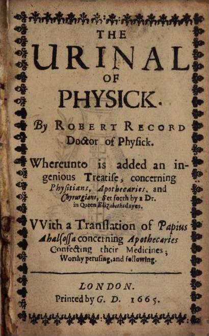 Cover of 'The Urinal of Physick' by Robert Recorde, 1548.