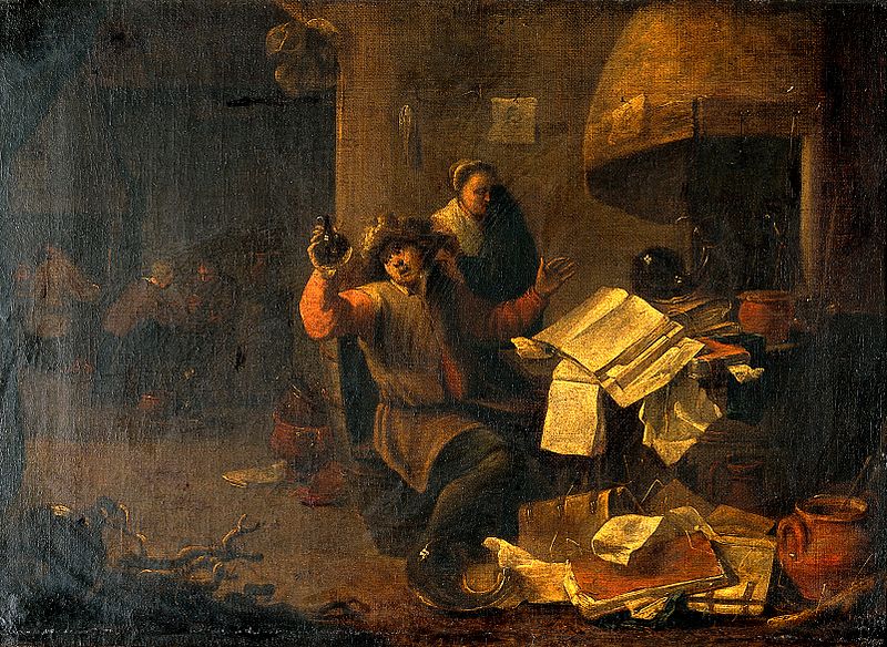 from https://commons.wikimedia.org/wiki/File:A_physician-alchemist_examining_a_urine_flask._Oil_painting_Wellcome_V0017285.jpg