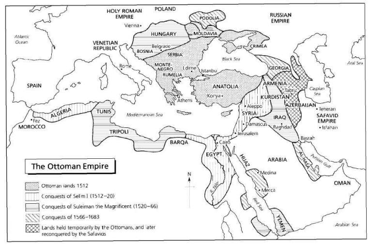 The Ottoman Empire in 1512–1683, from 'Islam: A Short History', https://ia803004.us.archive.org/28/items/IslamAShortHistoryKarenArmstrong/Islam-A-Short-History-Karen-Armstrong.pdf