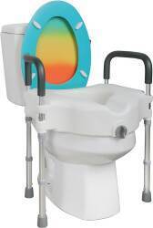 Toilet booster seat with padded hand rails