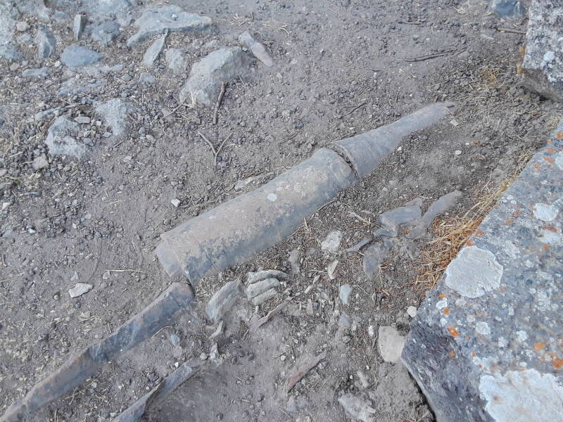 Terracotta water supply pipes at the Roman bath at the Asclepeion.