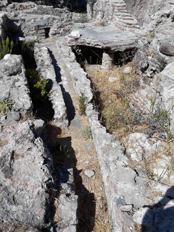 Public toilet in the Western Excavation Site in ancient Kos.