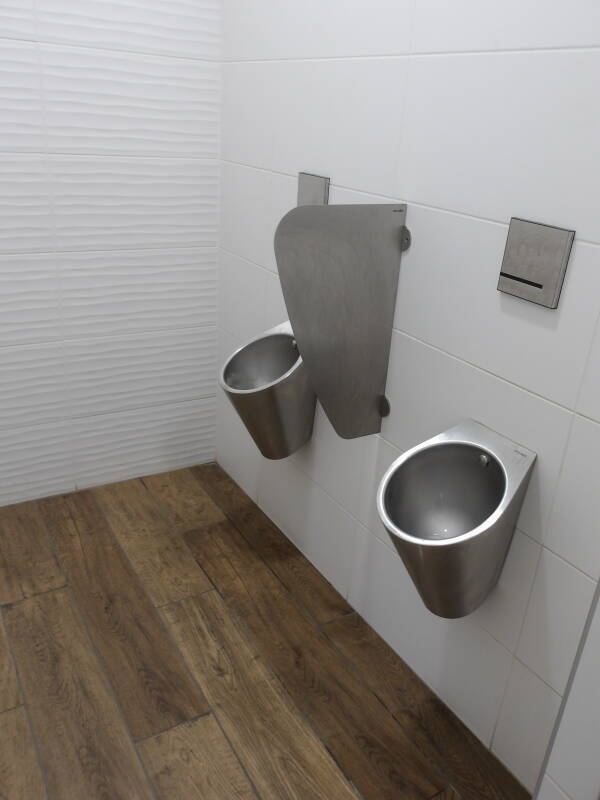 Stainless steel toilets at Avignon Centre station.