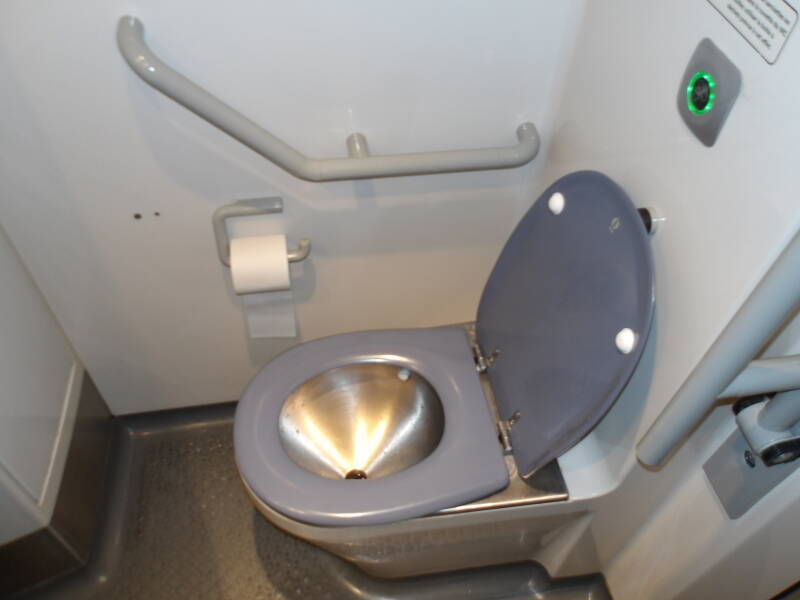 Airliner-style toilet on board a TER regional train between Marseille and Avignon.