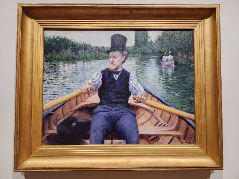 'Canotier au chapeau haut de forme' or 'Oarsman in a top hat', by Gustave Caillebotte.