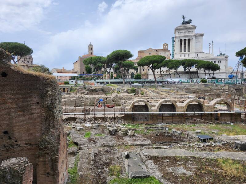 Roman forum area, viewed from the north, Forum of Trajan to the right.