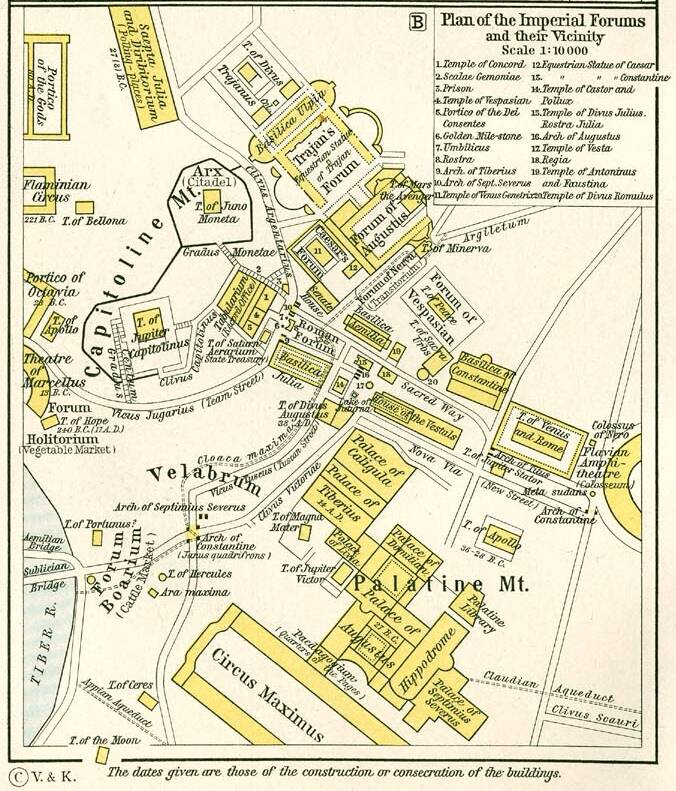 Roman forum area during the time of the Empire.