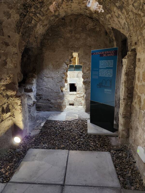 Almohad Hot Room and view into furnace area.