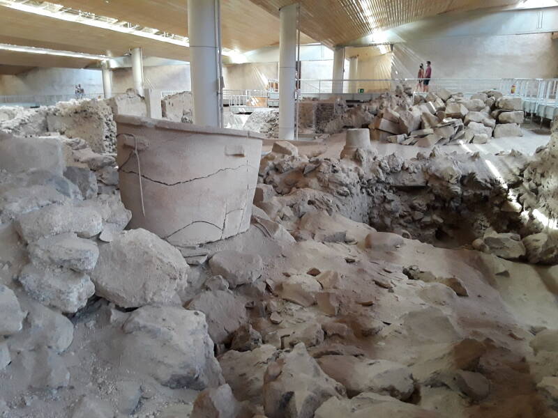 Bathtub in the prehistoric city of Akrotiri on Santorini.