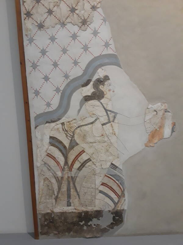 Fresco from Akrotiri, in the museum at Fira on Thira or Santorini.