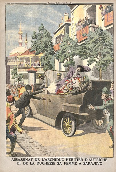 The assassination of Archduke Franz Ferdinand, from https://fr.wikipedia.org/wiki/Attentat_de_Sarajevo