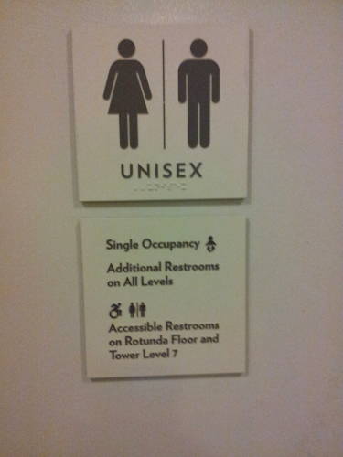 Unisex toilet sign in Guggenheim Museum in New York
