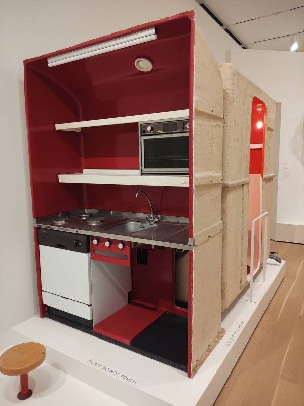 Charlotte Perriand's prefabricated kitchen unit for Les Tournavelles, Arc 1800, at the Art Institute in Chicago.