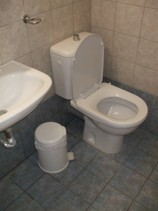 Bathroom at the Philippi Hotel on the Greek island of Mykonos.