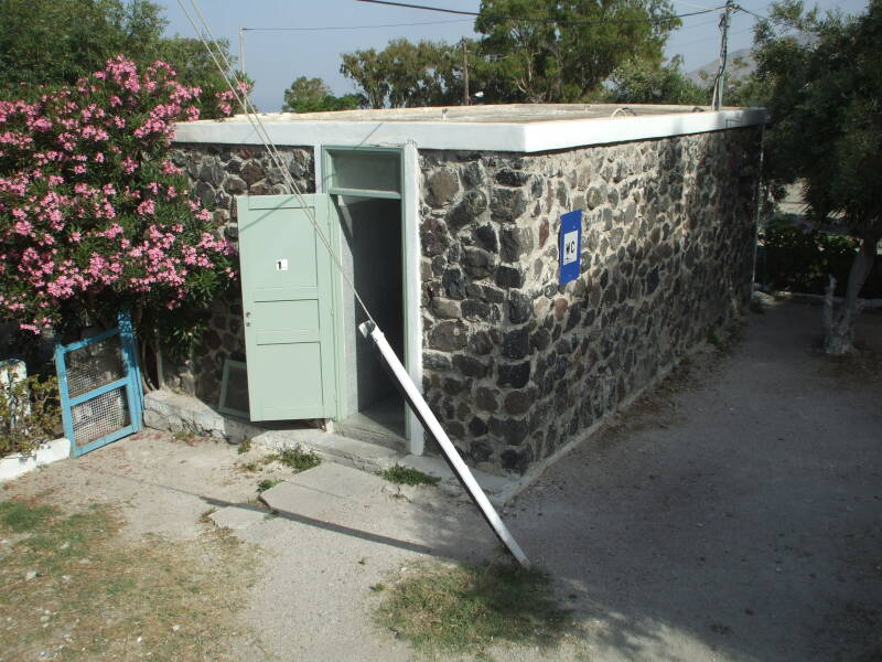 Public squat toilet on the Greek island of Santorini.