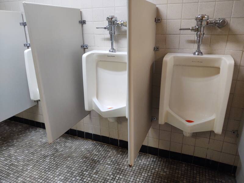 Urinals at Govinda's Kitchen at 305 Schemerhorn Street in Brooklyn.