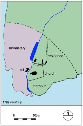 Diagram of Harold's complex at Bosham, from https://doi.org/10.1017/S0003581524000350