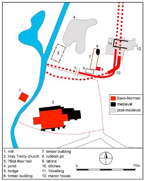 Diagram of Harold's complex at Bosham, from https://doi.org/10.1017/S0003581524000350