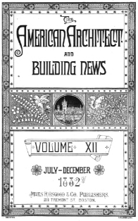 Cover of 'The American Architect and Building News', volume Xii, July-December 1882.