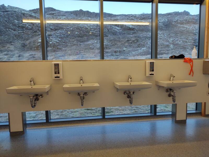 Sinks in the public restrooms at Þingvellir.