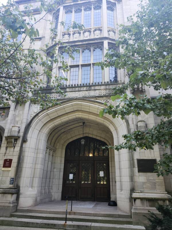 North entrance to Swift Hall, home of the Divinity School on the University of Chicago Campus.