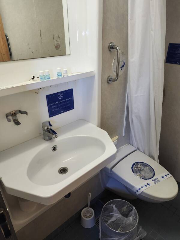 Sink and toilet in the head within my cabin.